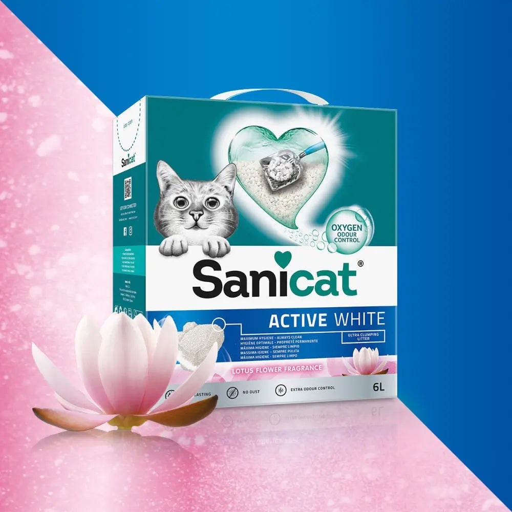 Sanicat Arena para Gatos Aglomerante Active White Lotus 6L –  Fragancia Flor de Loto - Alta Absorción SANICAT