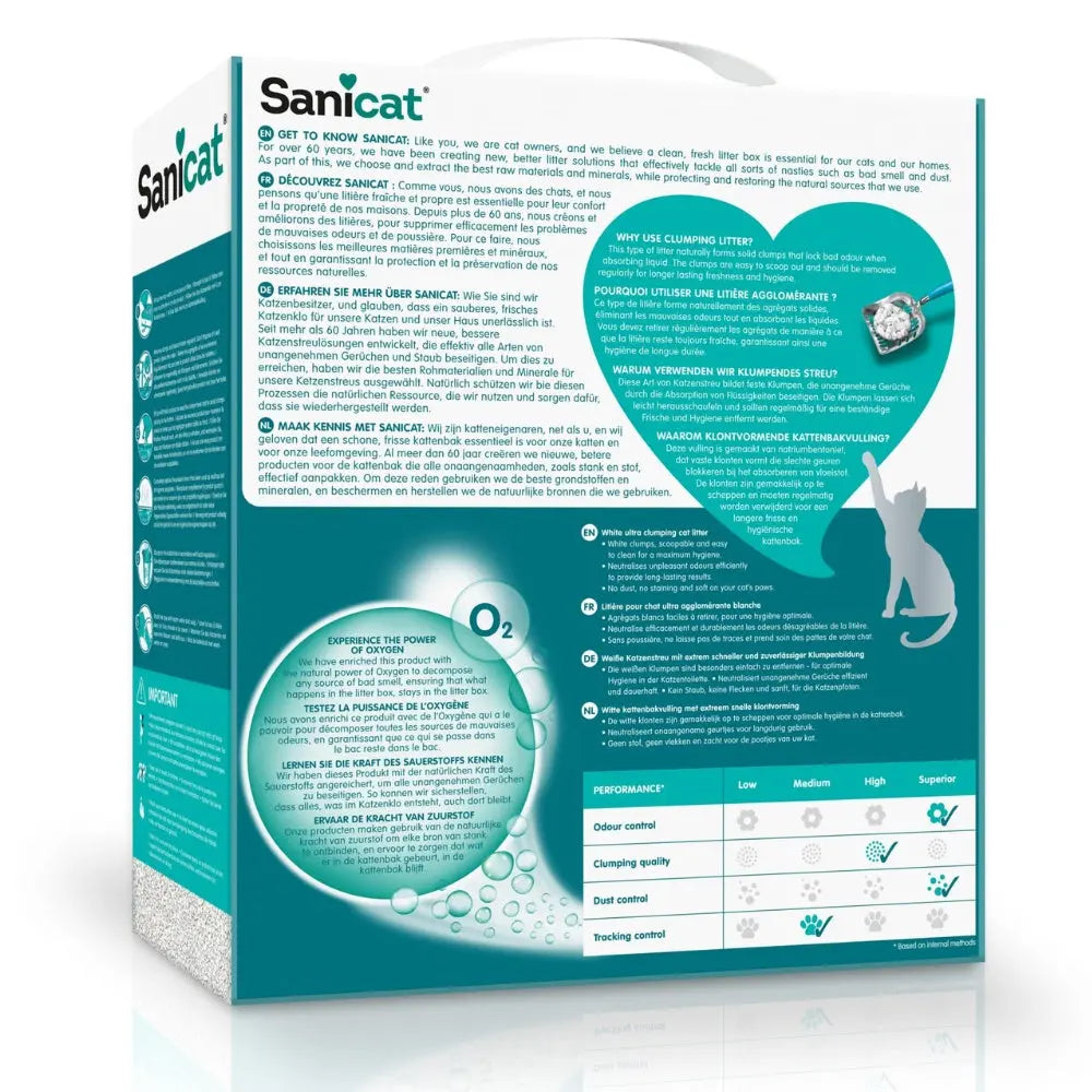Sanicat Arena para Gatos Aglomerante Active White Lotus 6L –  Fragancia Flor de Loto - Alta Absorción SANICAT