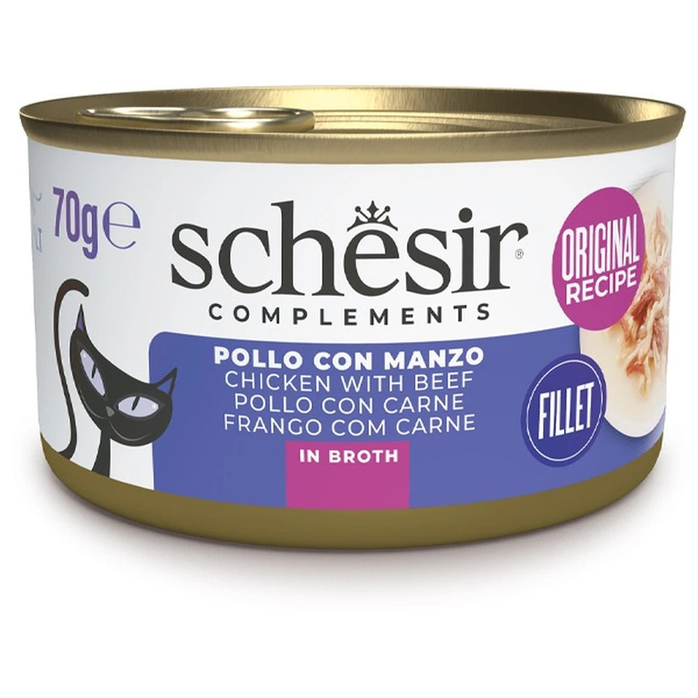 Schesir Lata de Gato Pollo y Buey con Arroz Comida Húmeda para Gatos al mejor precio -Todoanimal.es