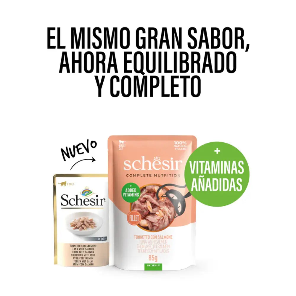 Schesir Sobres Gato 85 g Atún & Salmón al mejor precio -Todoanimal.es