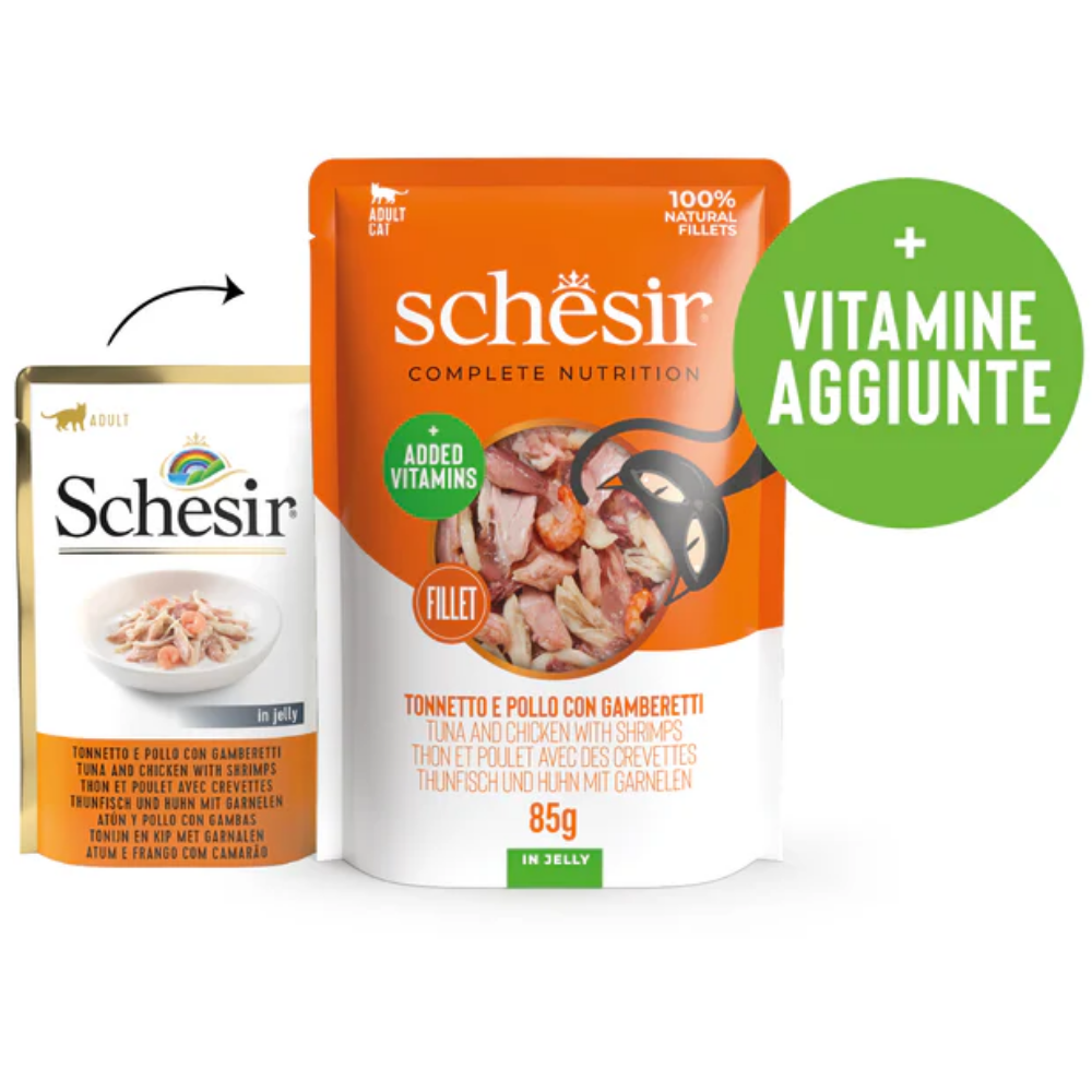 Schesir Sobres Gato 85 g Atún, Pollo y Gambas al mejor precio -Todoanimal.es