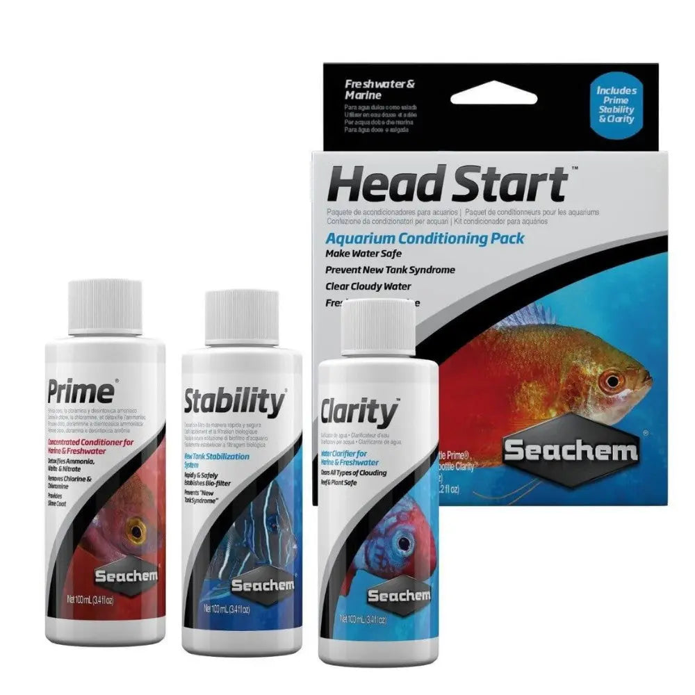 Seachem Head Start Pack (Prime, Stability y Clarity) 100 ml | Suplementos para Acuarios al mejor precio -Todoanimal.es