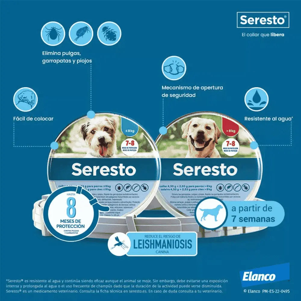 Seresto Collar Antiparasitario para Perros - Protección ante pulgas, garrapatas y mosquitos Seresto