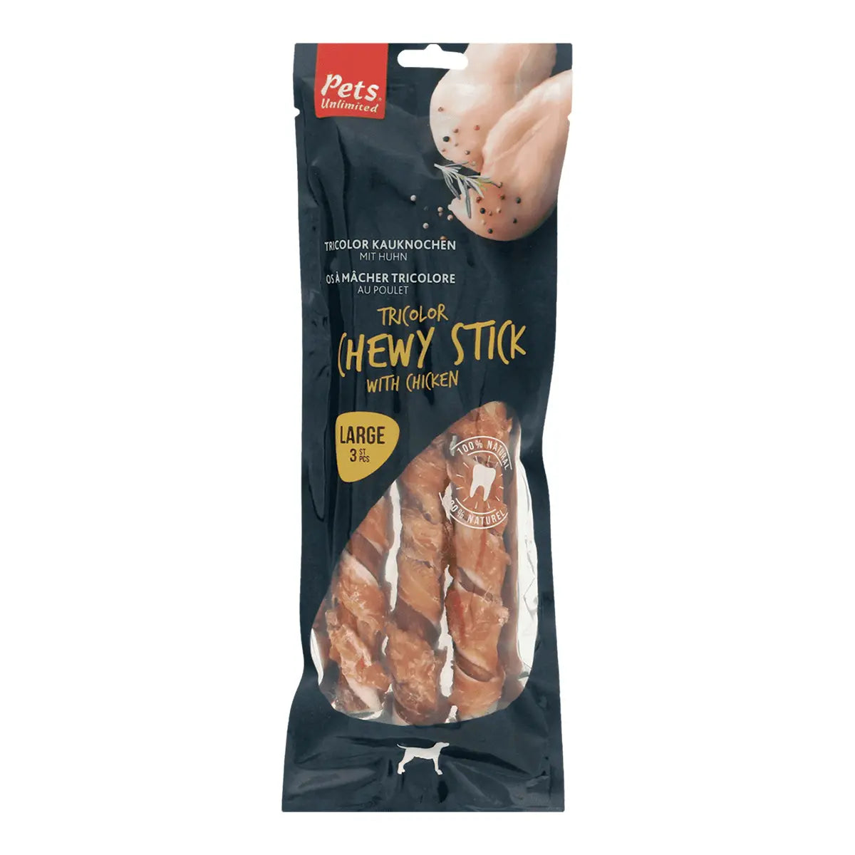 Snack Dog Pets Sticks Masticables Tricolor Con Pollo 240G