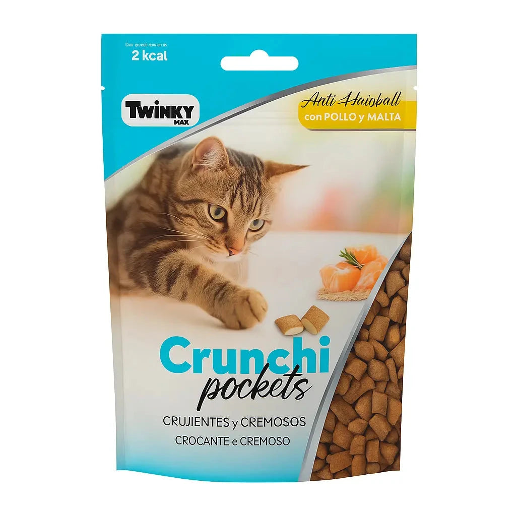 Snack Twinky Cat Crunchi Pockets Pollo y Malta 60 g al mejor precio -Todoanimal.es