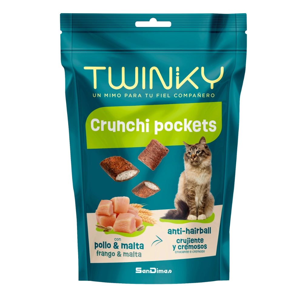 Snack Twinky Cat Crunchi Pockets Pollo y Malta 60 g al mejor precio -Todoanimal.es