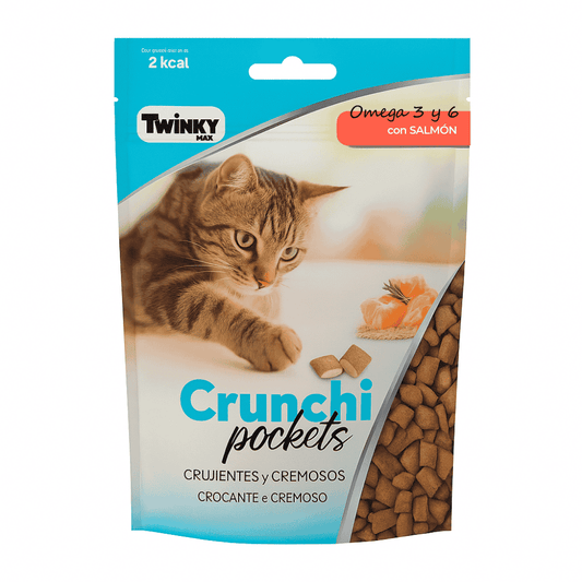 Snack Twinky Cat Crunchi Pockets Salmón 60 g al mejor precio -Todoanimal.es