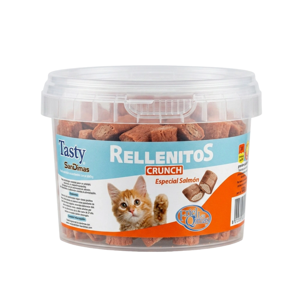 Snacks Tasty Gatos Rellenitos Crunch Salmón 110 g al mejor precio -Todoanimal.es