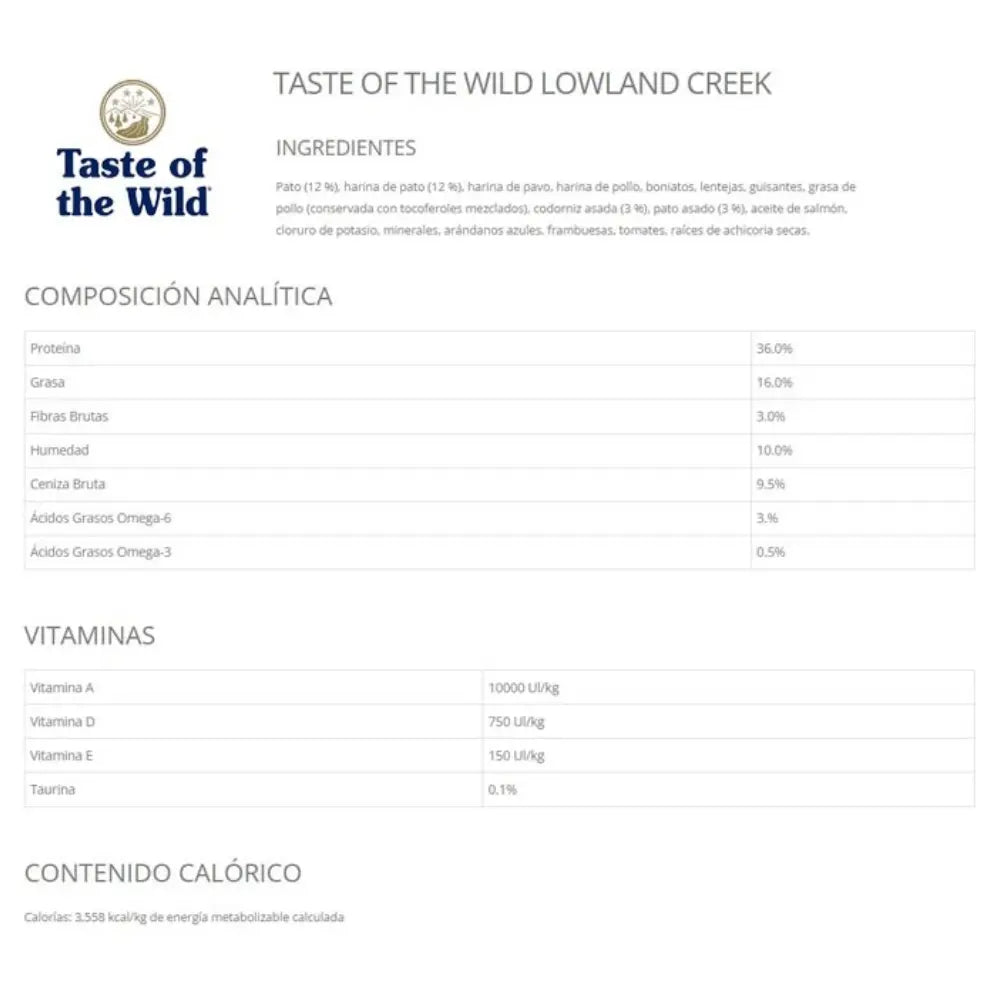Taste Of The Wild Cat Lowland Creek 6.6 kg al mejor precio -Todoanimal.es