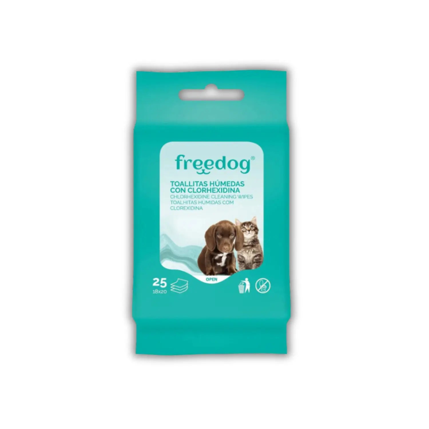 Toallitas Húmedas Clorhexidina Pocket 25Udes 18X20Cm FREEDOG