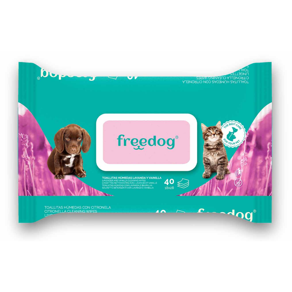 Toallitas Húmedas Lavanda & Vainilla Freedog 40Udes 28X18 cm al mejor precio -Todoanimal.es