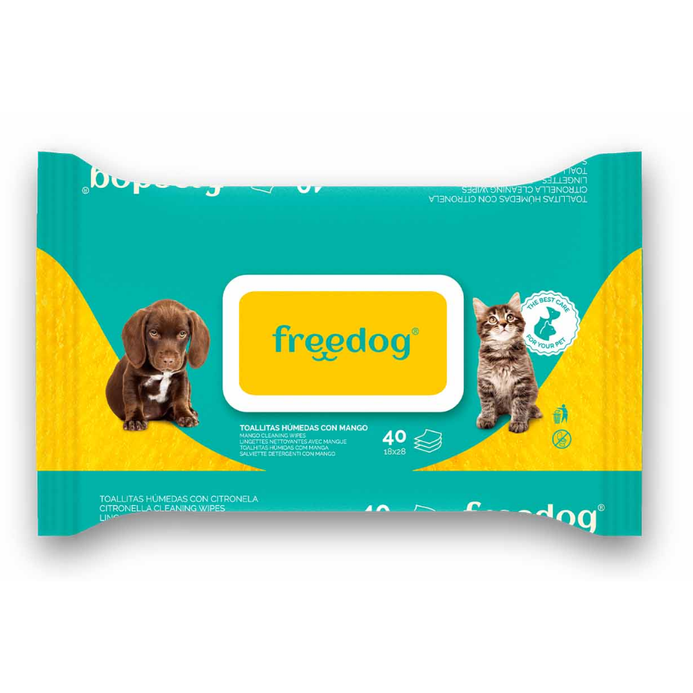 Toallitas Húmedas Mango Freedog 40Udes 28X18 cm al mejor precio -Todoanimal.es