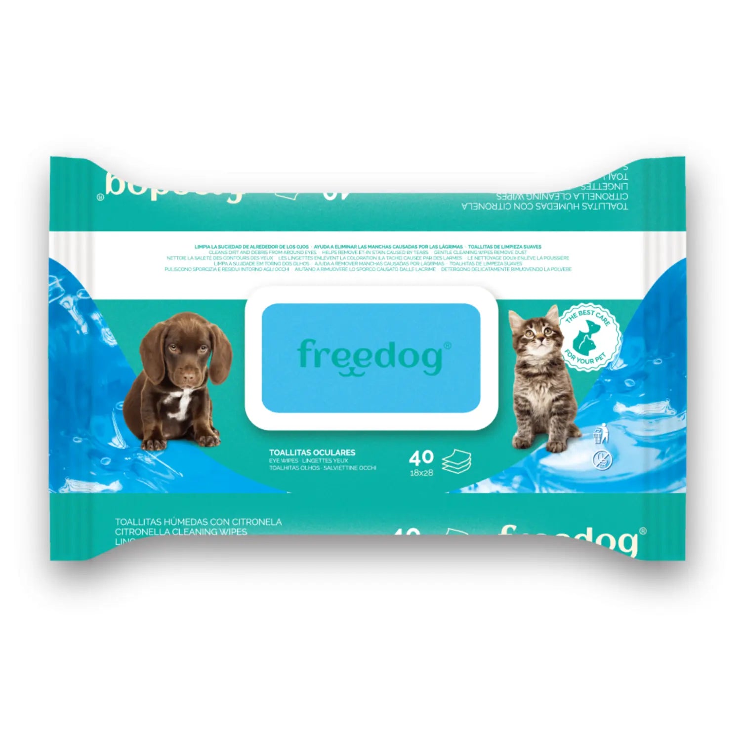 Toallitas Húmedas Oculares Freedog 40udes 28x18cm FREEDOG