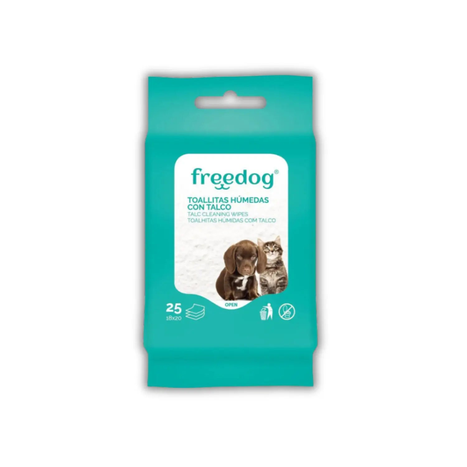 Toallitas Húmedas Talco Pocket 25Udes 18X20Cm FREEDOG