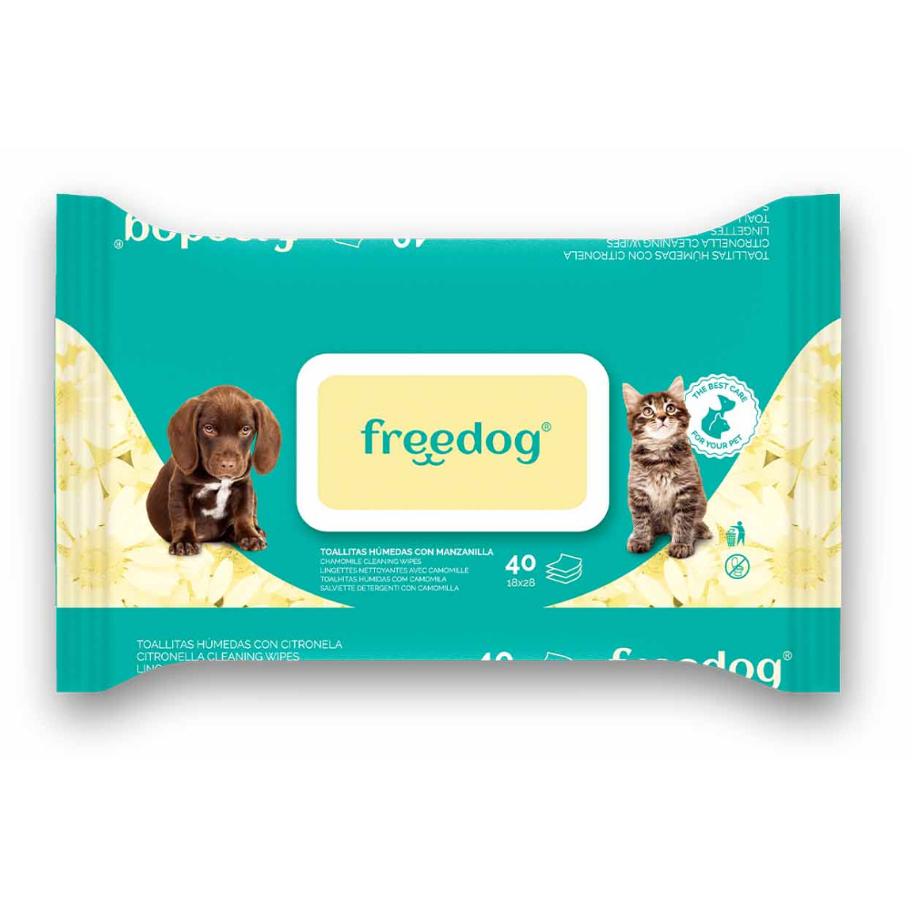 Toallitas Húmedas Manzanilla Freedog 40Udes 28X18 cm al mejor precio -Todoanimal.es
