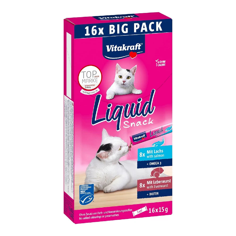 Vitakraft Liquid Snack para Gatos Multipack 16x15 g al mejor precio -Todoanimal.es