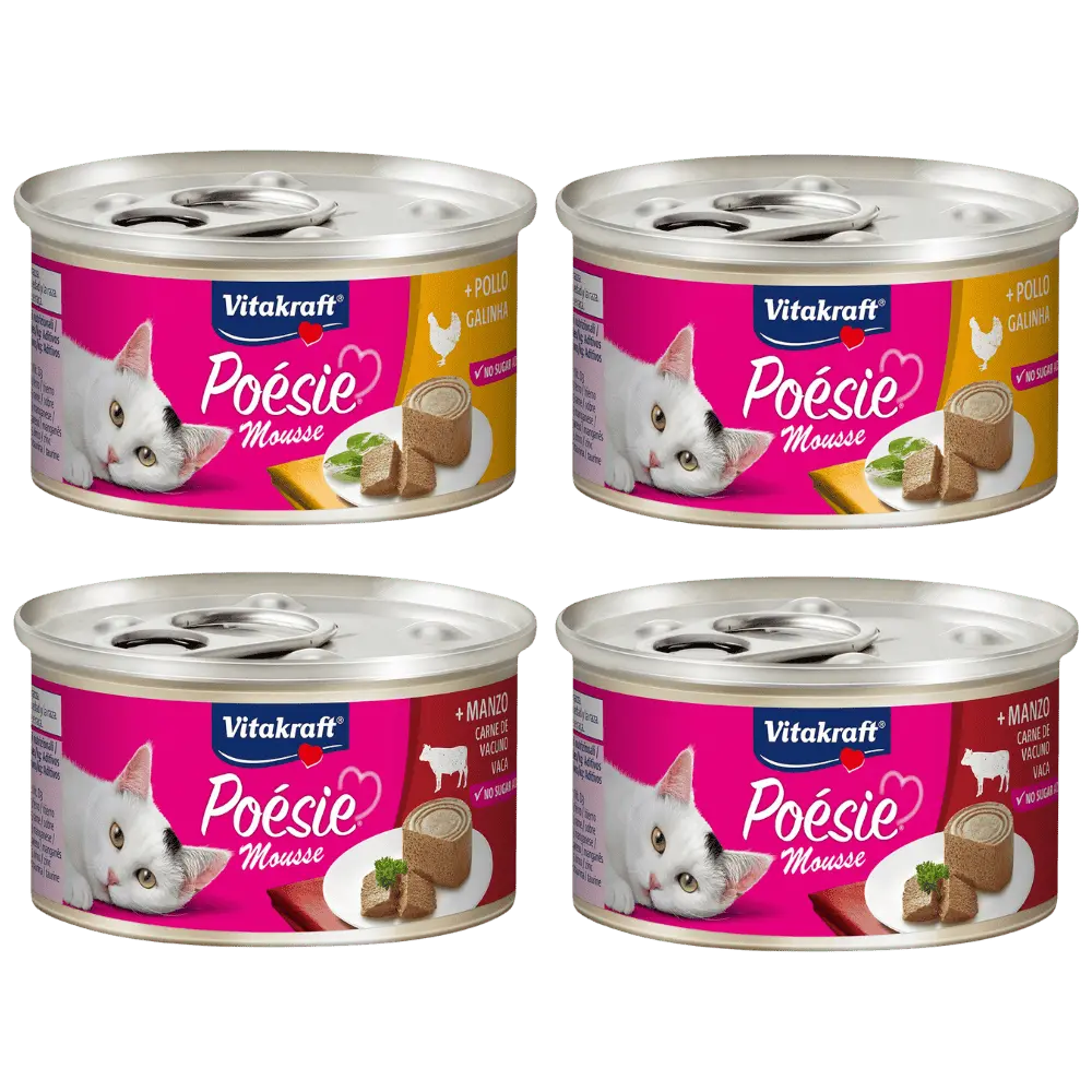Vitakraft Poesie Mousse Pack 4x85 g Comida Húmeda para Gatos al mejor precio -Todoanimal.es