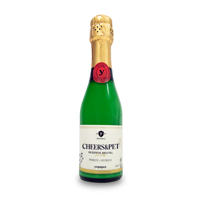 Yogupet Navidad Champán de Kéfir Cheers&Pet 200 ml con Postbióticos y Prebióticos para Perros y Gatos al mejor precio -Todoanimal.es