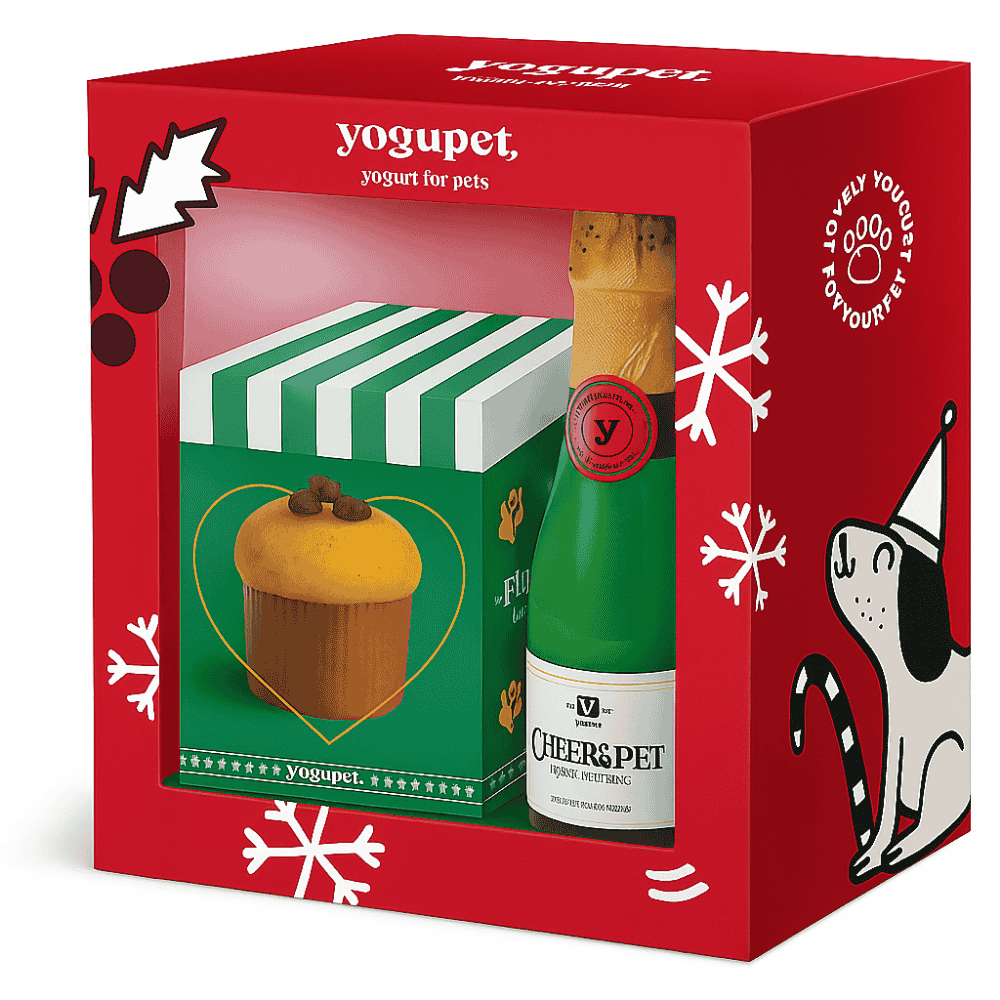 Yogupet Navidad Pack Champán Cheers&Pet + Panettone Verde para Perros y Gatos al mejor precio -Todoanimal.es