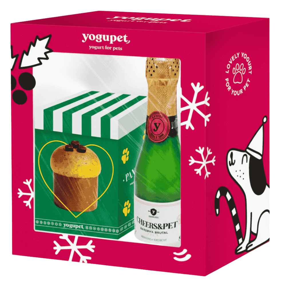 Yogupet Navidad Pack Champán Cheers&Pet + Panettone Verde para Perros y Gatos al mejor precio -Todoanimal.es