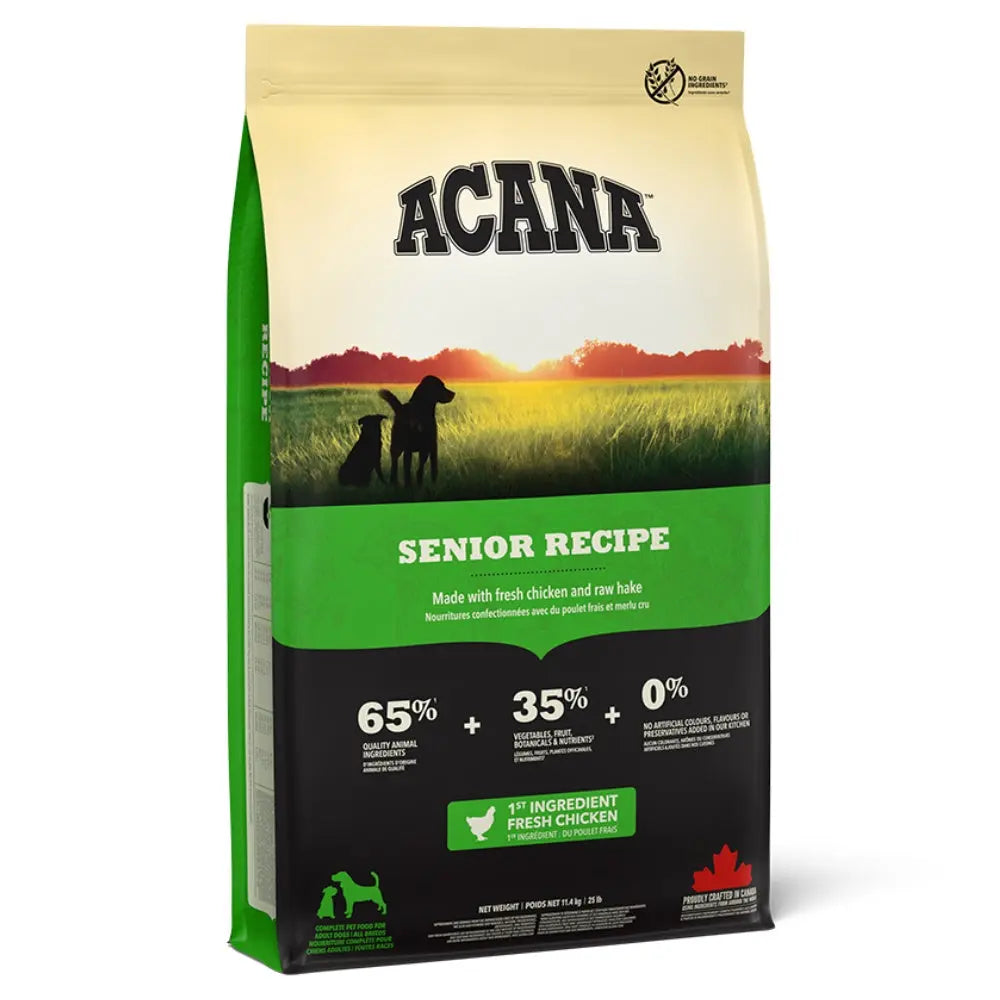 Acana Senior Recipe - Alimentación Completa para Perros Mayores, Alta en Proteínas y Sin Cereales Acana