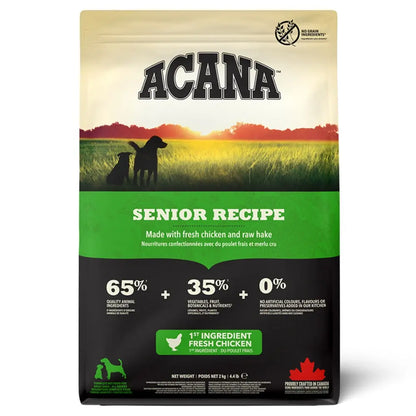 Acana Senior Recipe - Alimentación Completa para Perros Mayores, Alta en Proteínas y Sin Cereales Acana