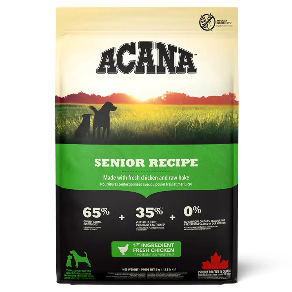 Acana Senior Recipe - Alimentación Completa para Perros Mayores, Alta en Proteínas y Sin Cereales Acana