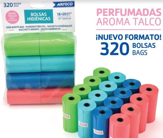 Bolsas Higiénicas 16 Rollos De 20 Bolsas Aroma Talco