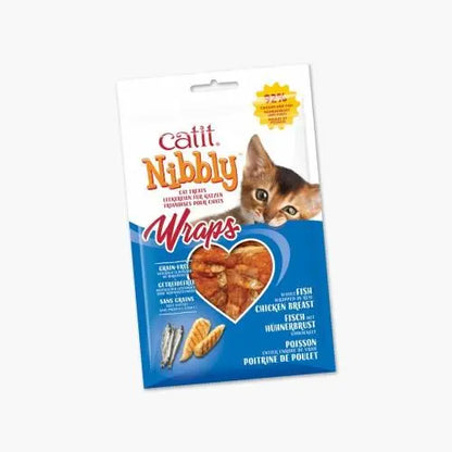 CATIT SNACK NIBBLY WRAPS POLLO&PESCADO GATOS 30GR