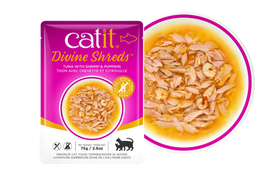 Catit Divine Shreds,Atún/Gambas& Calabaza,75g Pouc