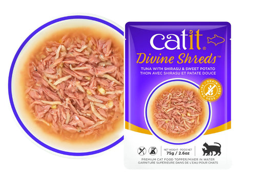 Catit Divine Shreds,Atún/Shirasu & Batata,75g Pouc