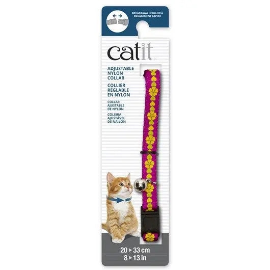 Catit Collar Nylon Ajus.Cascabel Rosa/Flor, 20-33c