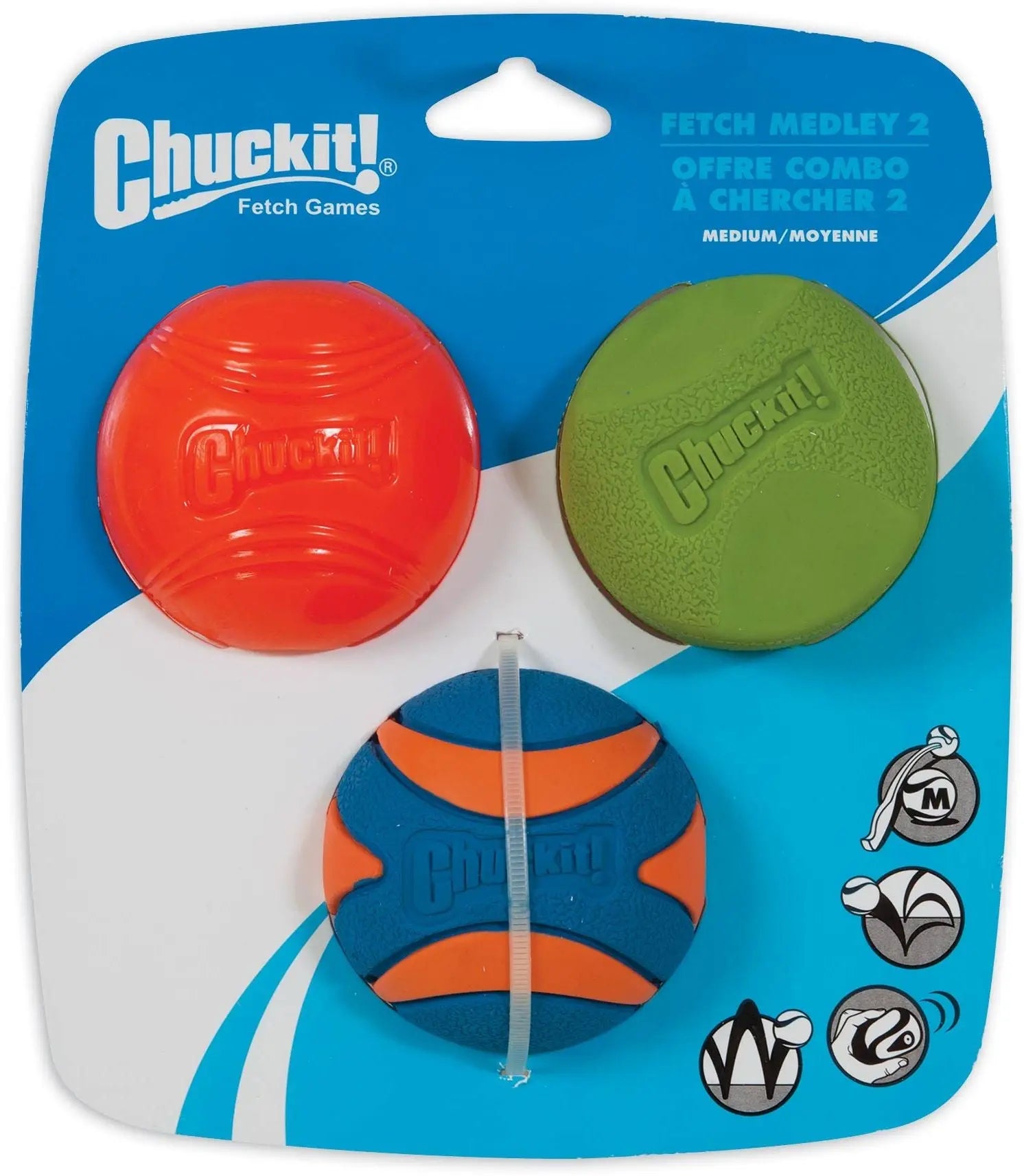 JUGUETE PERRO CHUCKIT PELOTA SURTIDO PACK-3