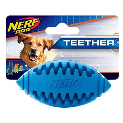 Juguete Nerf Teether Pelota Rugby Dentada T-M azul/verde