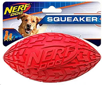 Juguete Nerf Squeaker Pelota Rugby Troquelada T-M rojo/azul