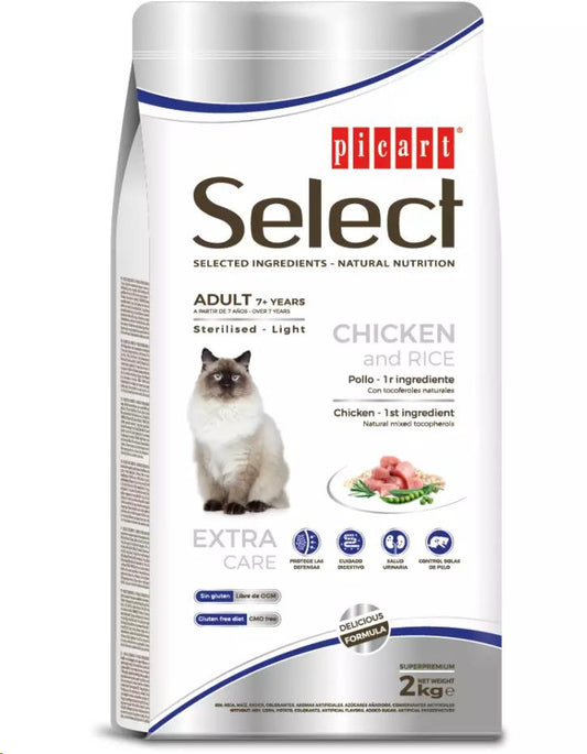 PICART SELECT CAT ADULT +7 YEARS STERILIZED LIGHT 2KG