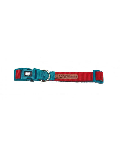 COLLAR X-TRM DOBLE PREMIUM ROJO-TURQUESA 20-30cm x 1cm