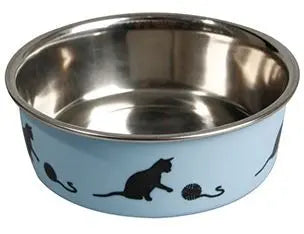 FLAMINGO COMEDERO AC.INOXIDABLE GATO AZUL 11CM 160ML