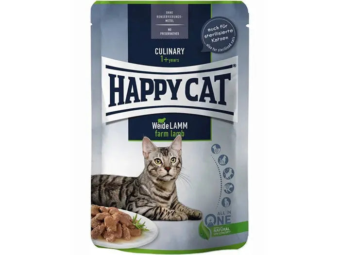 Happy Cat Culinary Meat in Sauce WeideLamm Pouch 85 g (Cordero)