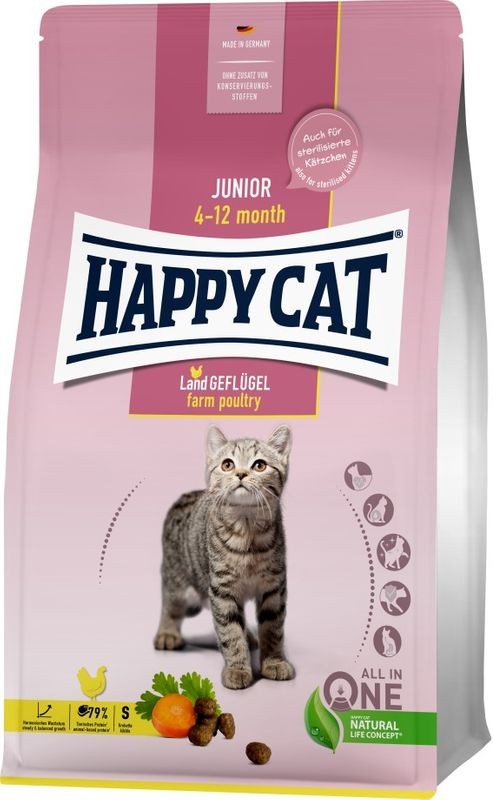 Happy Cat Junior LandGeflügel 300 g (Ave de corral)