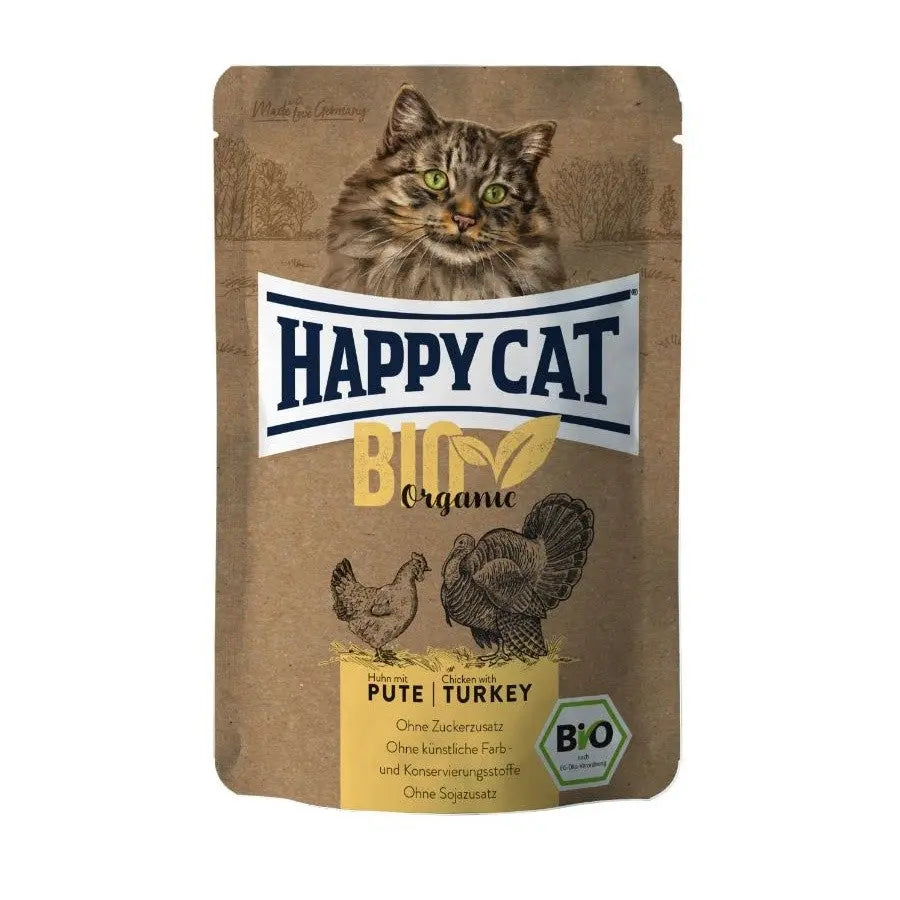 HAPPY CAT POUCH BIO ORGANIC POLLO PAVO 85GR