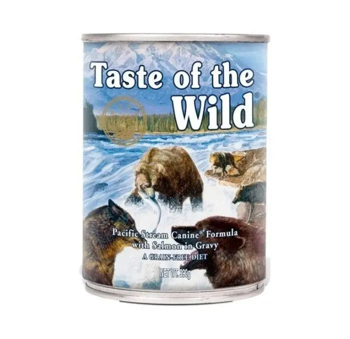 TASTE OF THE WILD DOG ADULT PACIFIC STREAM SALMON AHUMADO 390G HUMEDO